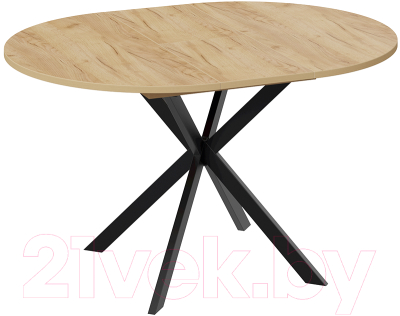 Обеденный стол ТриЯ Мэдисон раздвижной тип 1 (черный муар/дуб крафт золотой)