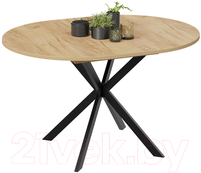 Обеденный стол ТриЯ Мэдисон раздвижной тип 1 (черный муар/дуб крафт золотой)