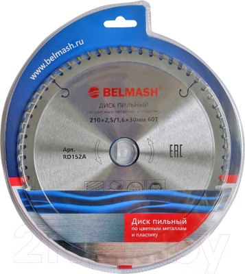 Пильный диск БЕЛМАШ 210x2.5/1.6x30 60T / RD152A