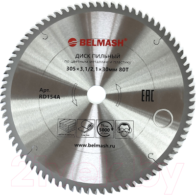Пильный диск БЕЛМАШ 305x3.1/2.1x30 80T / RD154A - фото