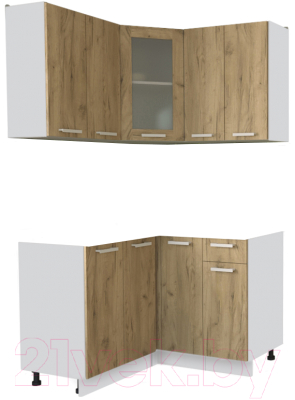 Кухонный гарнитур Интерлиния Мила 12x12 без столешницы (дуб золотой) - фото