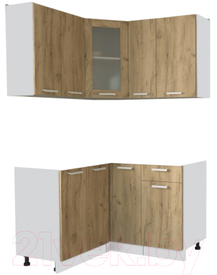 Кухонный гарнитур Интерлиния Мила 12x13 без столешницы (дуб золотой) - фото