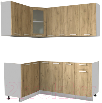 Кухонный гарнитур Интерлиния Мила 12x19 без столешницы (дуб золотой) - фото