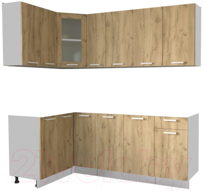 Кухонный гарнитур Интерлиния Мила 12x21 без столешницы (дуб золотой) - фото