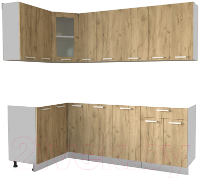 Кухонный гарнитур Интерлиния Мила 12x23 без столешницы (дуб золотой) - фото
