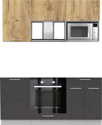 Кухонный гарнитур Интерлиния Мила 1.7 ВТ без столешницы (дуб золотой/антрацит) - фото