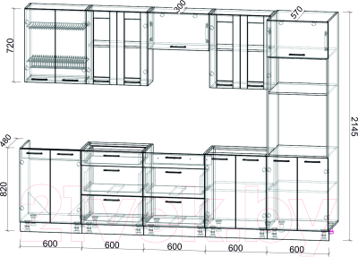 Кухонный гарнитур Интерлиния Мила 3.0 ВТ без столешницы (дуб золотой/антрацит)
