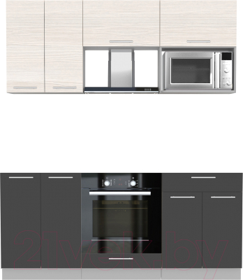 Кухонный гарнитур Интерлиния Мила 1.8 ВТ без столешницы (вудлайн кремовый/антрацит) - фото