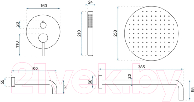 Душевая система со смесителем REA REA-P6612