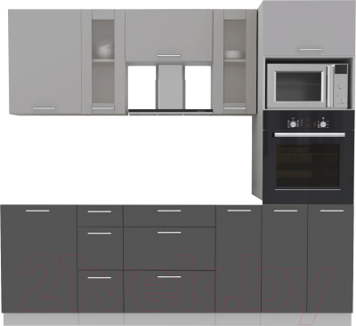 Кухонный гарнитур Интерлиния Мила 2.3 ВТ без столешницы (серебристый/антрацит) - фото