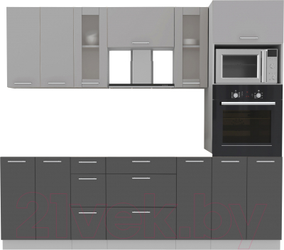 Кухонный гарнитур Интерлиния Мила 2.4 ВТ без столешницы (серебристый/антрацит) - фото