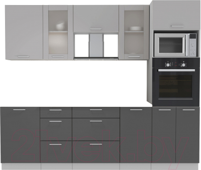 Кухонный гарнитур Интерлиния Мила 2.5 ВТ без столешницы (серебристый/антрацит) - фото