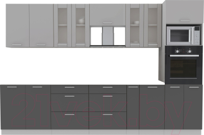 Кухонный гарнитур Интерлиния Мила 3.2 ВТ без столешницы (серебристый/антрацит) - фото