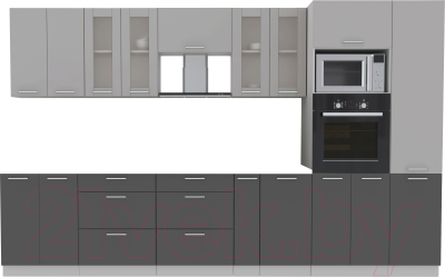 Кухонный гарнитур Интерлиния Мила 3.4 ВТ без столешницы (серебристый/антрацит) - фото