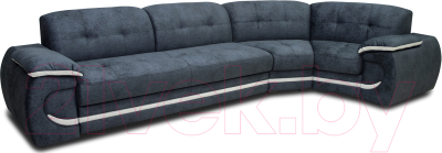 Диван угловой Петрамебель Браво правый (брабус 17 темно-серый велюр/брабус 15 светло-серый велюр) - фото