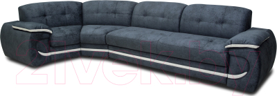 Диван угловой Петрамебель Браво левый (брабус 17 темно-серый велюр/брабус 15 светло-серый велюр) - фото