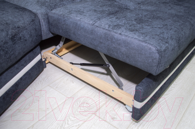 Диван угловой Петрамебель Браво левый (брабус 17 темно-серый велюр/брабус 15 светло-серый велюр)