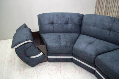 Диван угловой Петрамебель Браво левый (брабус 17 темно-серый велюр/брабус 15 светло-серый велюр)