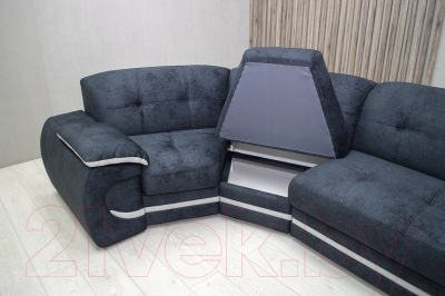 Диван угловой Петрамебель Браво левый (брабус 17 темно-серый велюр/брабус 15 светло-серый велюр)