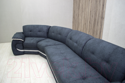 Диван угловой Петрамебель Браво левый (брабус 17 темно-серый велюр/брабус 15 светло-серый велюр)