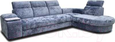 Диван угловой Петрамебель Браво комфорт правый (плюш стил светло-голубой велюр) - фото