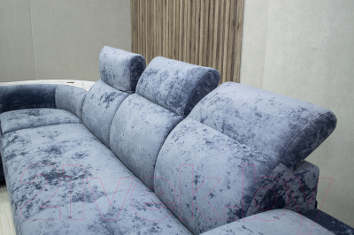 Диван угловой Петрамебель Браво комфорт левый (плюш стил светло-голубой велюр)