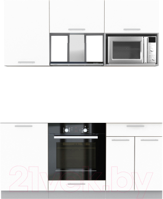 Кухонный гарнитур Интерлиния Мила 1.7 ВТ без столешницы (белый платинум/белый платинум) - фото