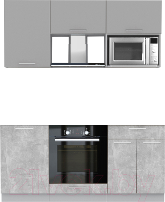 Кухонный гарнитур Интерлиния Мила 1.7 ВТ без столешницы (серебристый/бетон) - фото