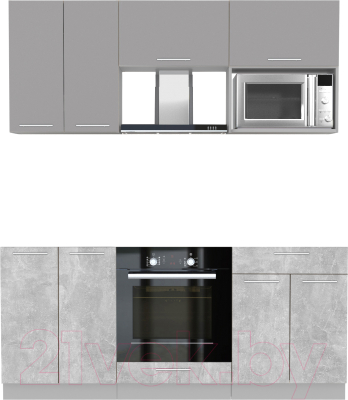 Кухонный гарнитур Интерлиния Мила 1.8 ВТ без столешницы (серебристый/бетон) - фото