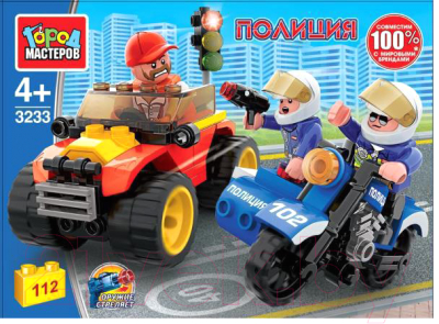 Конструктор Город мастеров Полицейская погоня на мотоцикле / 3233-KK - фото