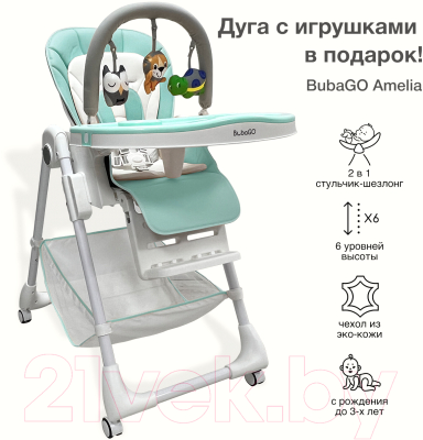 Стульчик для кормления Bubago Amelia / BG 103-3 (Frost Green)