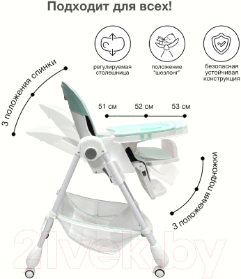 Стульчик для кормления Bubago Amelia / BG 103-3 (Frost Green)