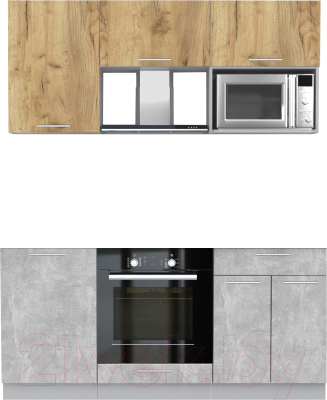 Кухонный гарнитур Интерлиния Мила 1.7 ВТ без столешницы (дуб золотой/бетон) - фото