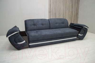 Диван Петрамебель Браво 3-193 раскладной (брабус 17 темно-серый велюр/брабус 15 светло-серый)