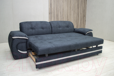 Диван Петрамебель Браво 3-193 раскладной (брабус 17 темно-серый велюр/брабус 15 светло-серый)