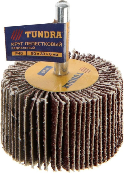 Шлифовальный круг Tundra Лепестковый радикальный 50x30x6мм Р40 / 5162354 - фото