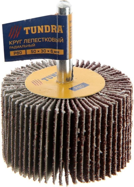 Шлифовальный круг Tundra Лепестковый радикальный 50x30x6мм Р80 / 5162356 - фото