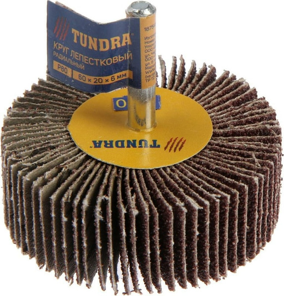 Шлифовальный круг Tundra Лепестковый радикальный 60x20x6мм Р80 / 1875464 - фото