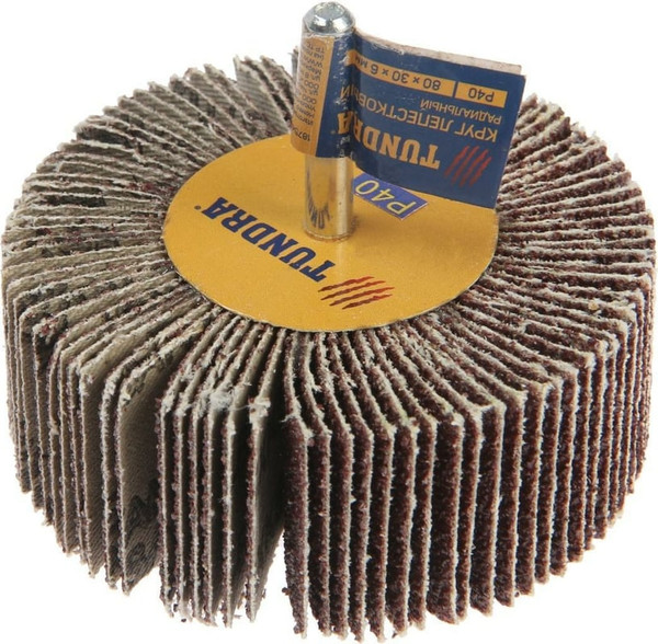 Шлифовальный круг Tundra Лепестковый радикальный 80x30x6мм Р40 / 1875468 - фото