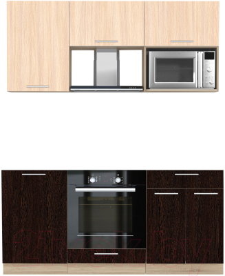 Кухонный гарнитур Интерлиния Мила 1.7 ВТ без столешницы (дуб молочный/дуб венге) - фото