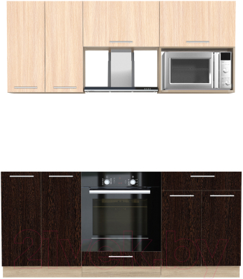 Кухонный гарнитур Интерлиния Мила 1.8 ВТ без столешницы (дуб молочный/дуб венге) - фото