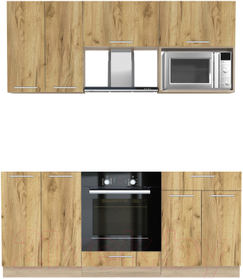 Кухонный гарнитур Интерлиния Мила 1.8 ВТ без столешницы (дуб золотой/дуб золотой) - фото