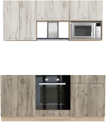Кухонный гарнитур Интерлиния Мила 1.8 ВТ без столешницы (дуб белый/дуб серый) - фото
