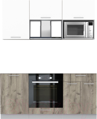 Кухонный гарнитур Интерлиния Мила 1. 7 ВТ без столешницы (белый платинум/дуб серый) - фото
