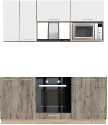 Кухонный гарнитур Интерлиния Мила 1.8 ВТ без столешницы (белый платинум/дуб серый) - фото