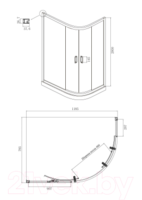 Душевой уголок Ambassador Royal 120x80x200 / 18015101