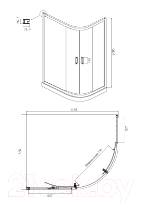 Душевой уголок Ambassador Royal 120x90x200 / 18015102