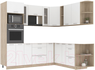 Кухонный гарнитур Интерлиния Мила 1.88x2.4 правая без столешницы (белый платинум) - фото