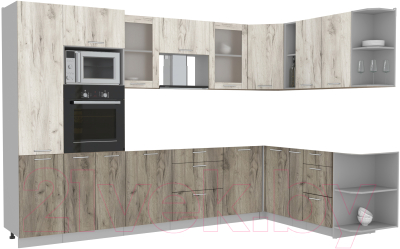 Кухонный гарнитур Интерлиния Мила 1.88x3.2 правая без столешницы (дуб белый/дуб серый) - фото