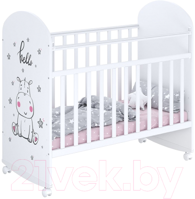 Детская кроватка Фея 701 Бегемотик / 0002549.9.15 (белый) - фото